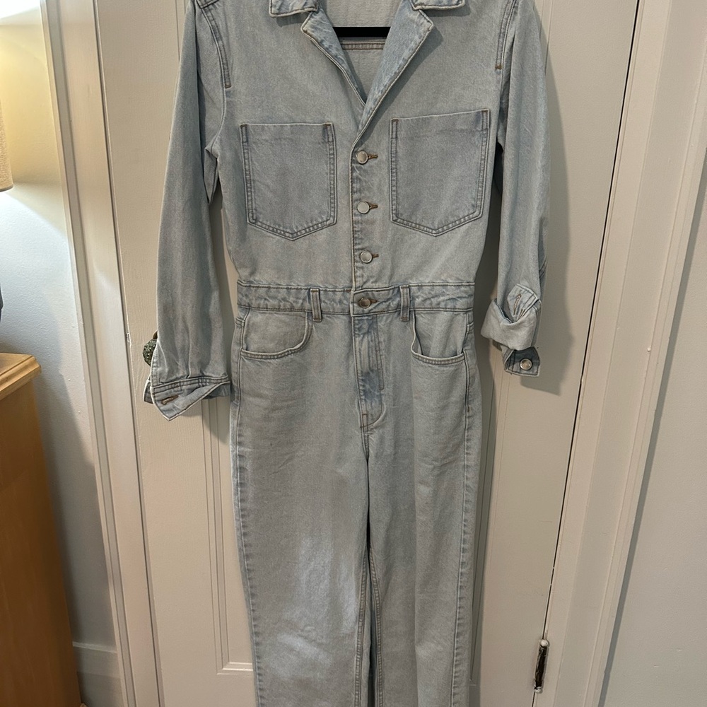 Zara Light Blue Denim Jean Jumpsuit